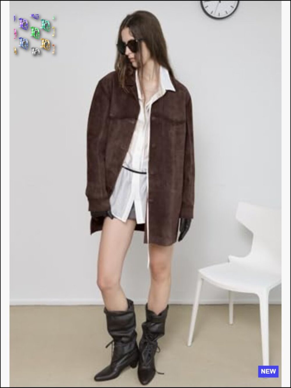Retro Faux Suede Leather Shacket Jacket Lapel Collar Mid Long Coat Oversized - Picture 2 of 5